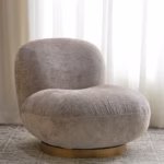 كرسي من الكتان والخشب السويدي 93x84x79 سم - بني