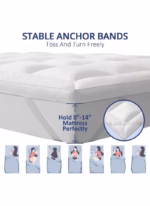 ⁦لباد مرتبة من المايكروفايبر20 سم بحشوة مايكروفايبر وزاويا مطاط - 200x100 سم - أبيض⁩ - الصورة ⁦2⁩