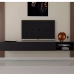 طاولة TV | خزانة تلفزيون MDF حديثة بسعة تخزين كبيرة مناسبة لأثاث غرفة المعيشة - أسود - 23x42x200 سم