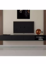 طاولة TV | خزانة تلفزيون MDF حديثة بسعة تخزين كبيرة مناسبة لأثاث غرفة المعيشة - أسود - 23x42x200 سم