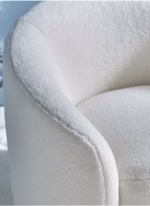 ⁦كرسي من البوكليه والخشب السويدي 84x79x69 سم - أبيض⁩ - الصورة ⁦4⁩