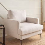 كرسي من الكتان والخشب السويدي 88x85x90 سم - بيج