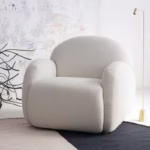 كرسي من البوكليه والخشب السويدي 75x70x75 سم - أبيض