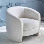 كرسي من البوكليه والخشب السويدي 84x79x69 سم - أبيض