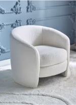 كرسي من البوكليه والخشب السويدي 84x79x69 سم - أبيض