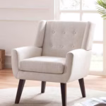 كرسي جانبي| من الكتان والخشب السويدي - بيج - 83x73x86 سم