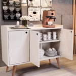 ركن قهوة | طاولة قهوة ام دي اف مناسب لغرفة المعيشة أو المكتب - أبيض - 90x90x35 سم