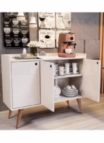 ركن قهوة | طاولة قهوة ام دي اف مناسب لغرفة المعيشة أو المكتب - أبيض - 90x90x35 سم