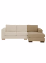 ⁦أريكة زاوية يمين مع مسند للذراع الأيسر منجدة بالكتان 85x168x88 سم - بني فاتح⁩ - الصورة ⁦4⁩