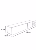 ⁦طاولة TV | خزانة تلفزيون MDF حديثة بسعة تخزين كبيرة مناسبة لأثاث غرفة المعيشة - أسود - 23x42x200 سم⁩ - الصورة ⁦2⁩